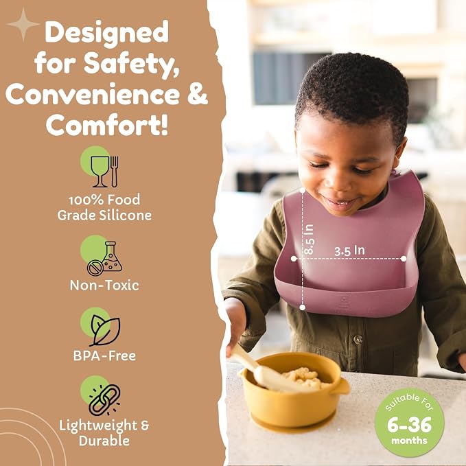 Silicone Bib 2-Pack: Safe, Food-Grade. Waterproof, Adjustable Neck Band - Image 3