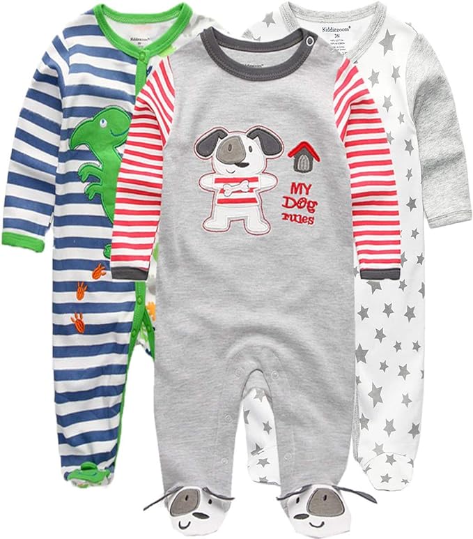 Kiddiezoom Baby and Toddler Boys'Snug Fit Footed One-Piece Romper Jumpsuit by Kiddiezoom