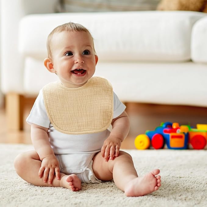 6-Pack Muslin Baby Bibs for Unisex Boys Girls, Cotton Baby Drool Bibs, Drooling - Image 4