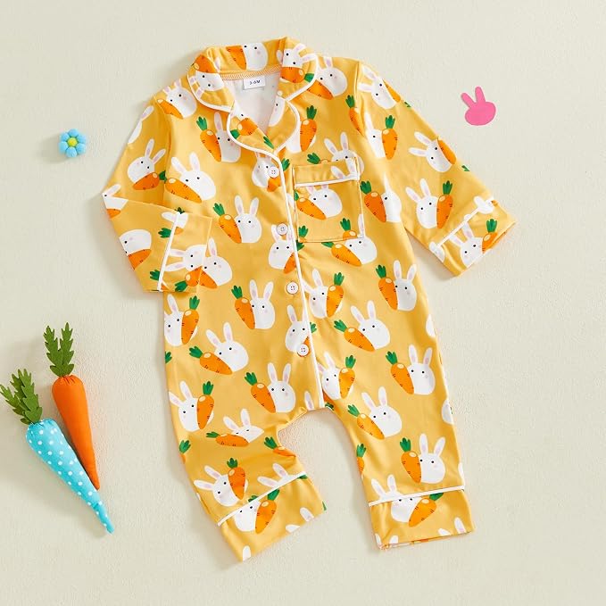 Balaflyie Baby Girl Button Down Pajamas Romper One-Piece Jumpsuit Long Sleeve - Image 6