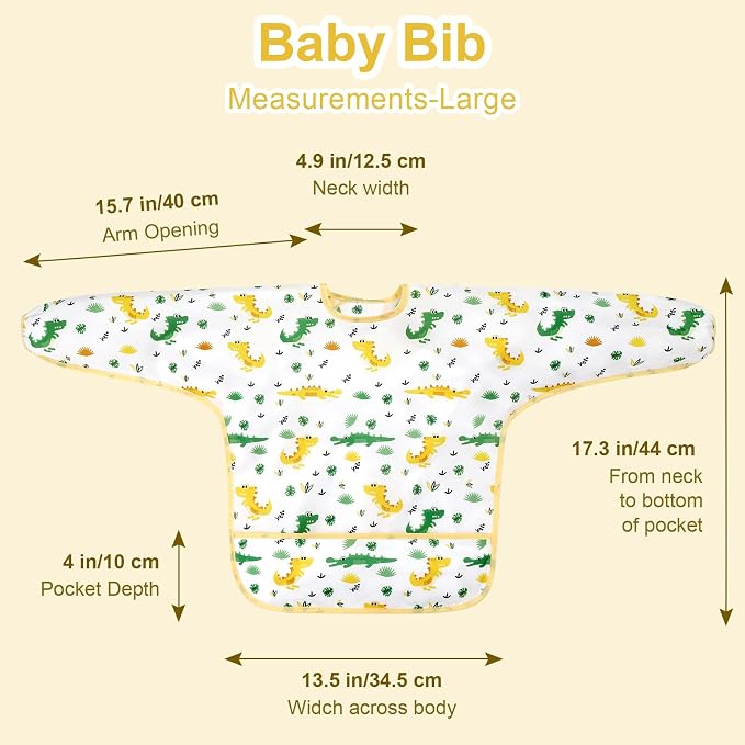 Accmor 5 Pack Long Sleeve Bibs, Baby Smock Waterproof Sleeved Bib Smock - Image 7