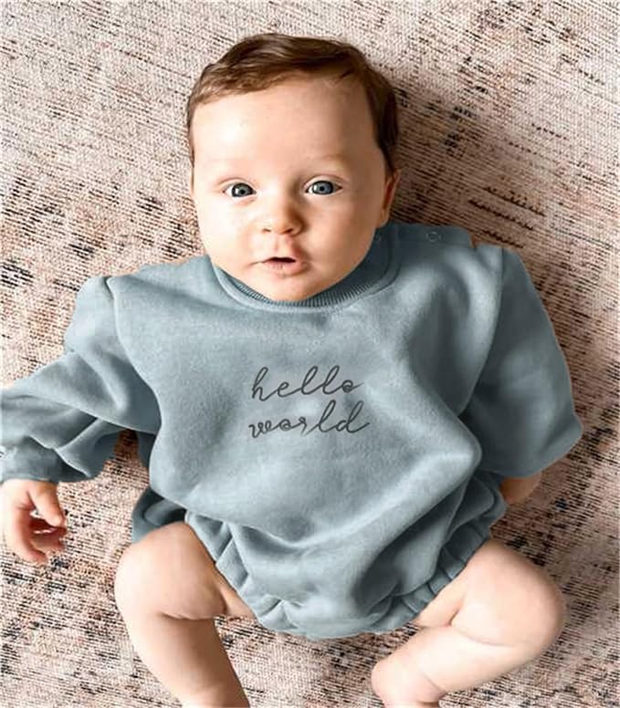 VISGOGO Newborn Infant Baby Boy Girls Oversized Romper Little Dude Sweater - Image 2