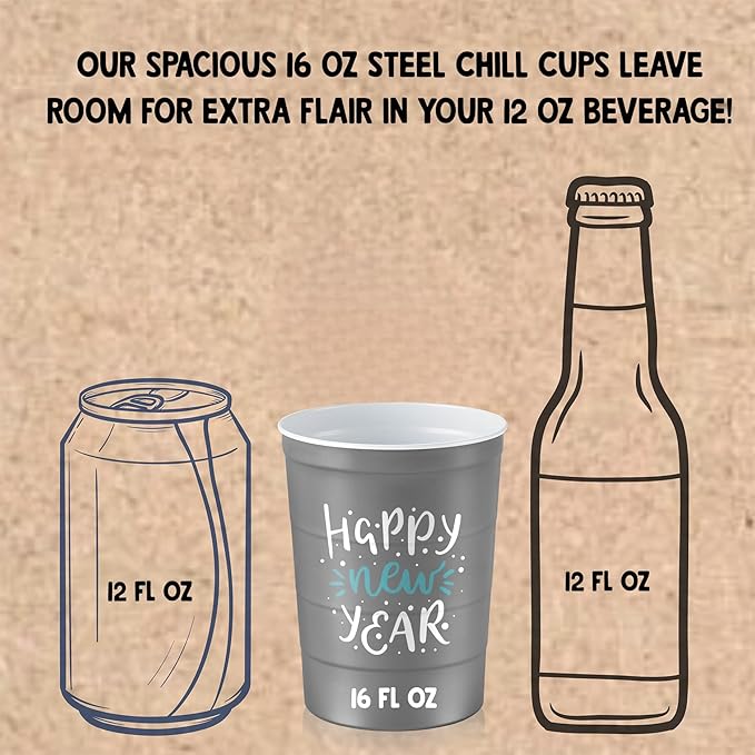 16 oz. Party Cups 'Happy New Year' Champagne Design - Image 4