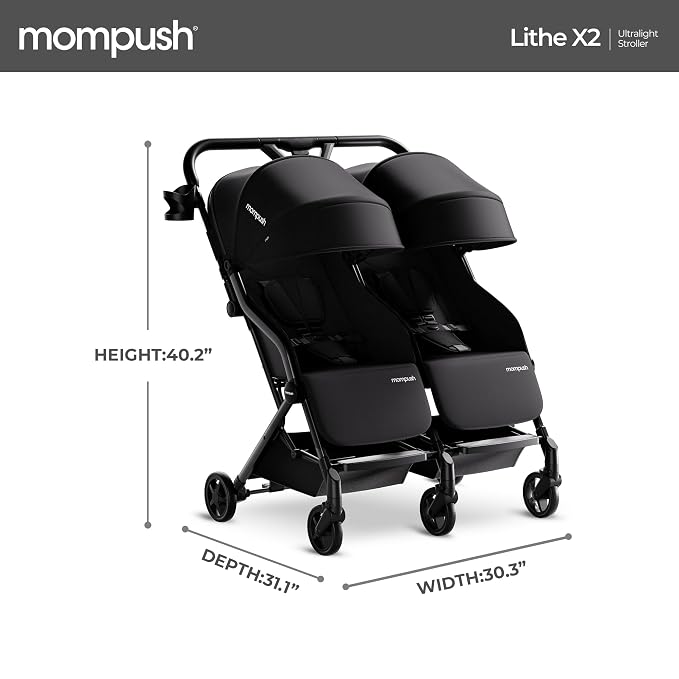 Mompush Lithe Double Stroller, Lightweight Side by Side Stroller - Image 8