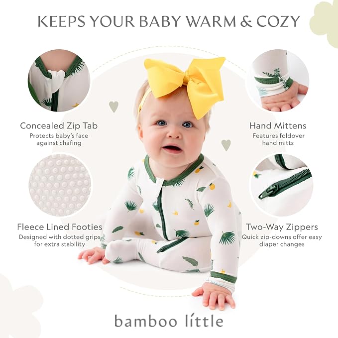 Bamboo Little Soft Baby Footie Pajamas, Baby Clothes, Newborn Sleepers - Image 2