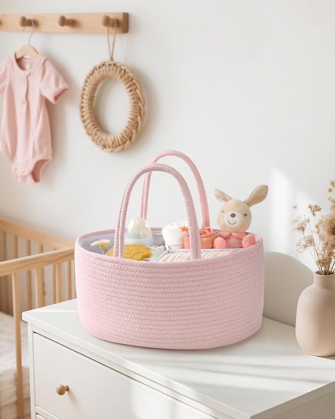 Maliton Baby Diaper Caddy Organizer, Cotton Rope Diaper Caddy Basket, Large - Image 6