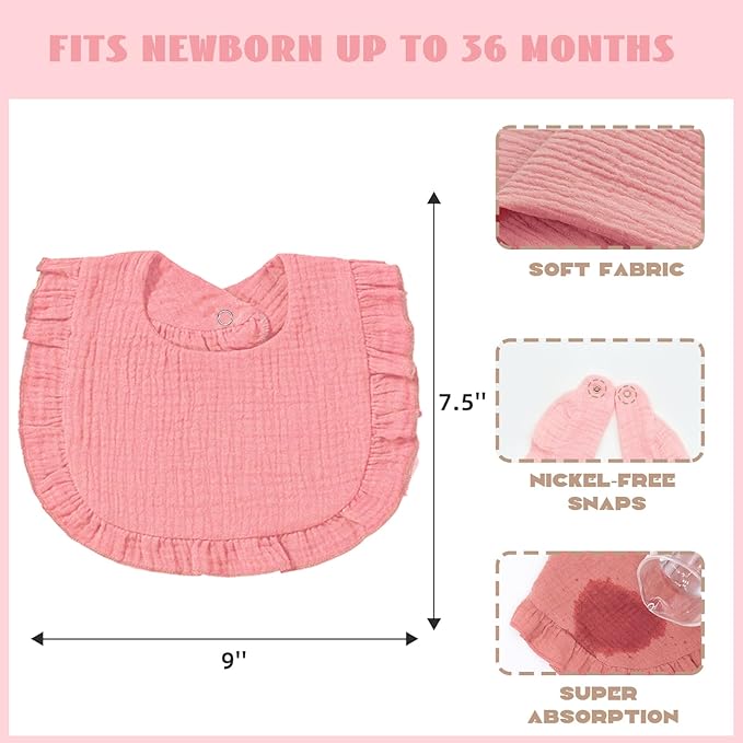 Baby Muslin Bibs, Bandana Drool Bib - Image 3