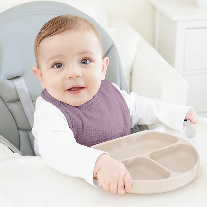Bearmoss Muslin Baby Drooling Bibs 8 Pack, 100% Cotton Square Adjustable - Image 3