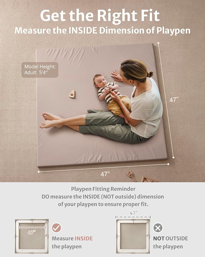 Blissful Diary Vegan Leather Baby Play Mat, 47x47 Thicken Foam Cushioned & - Image 2