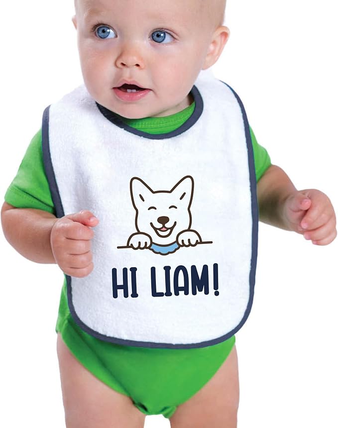 Personalized Baby Bib – Soft Cotton Terry, Cute Jindo Dog Design - Image 5