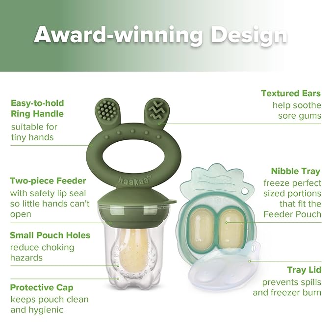 Haakaa Baby Fruit Food Feeder & Mini Freezer Nibble Tray Combo, Breastmilk - Image 3