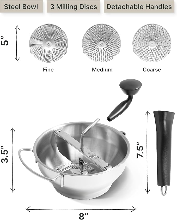 Stainless Steel Food Mill with Detachable Handles – Hand Crank Grinder - Image 4