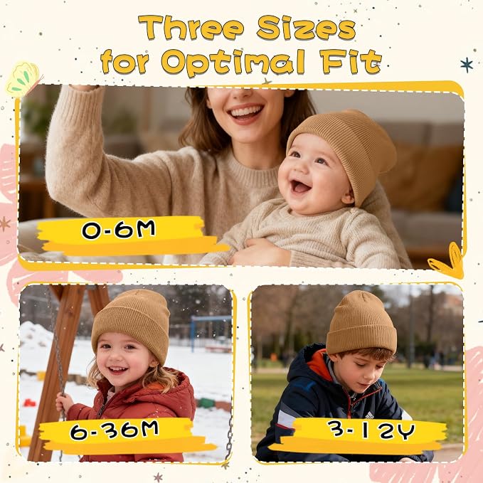 ZOORON Toddler Beanie Baby Kids Beanies Warm Winter Hat Knit Skull Cap - Image 2