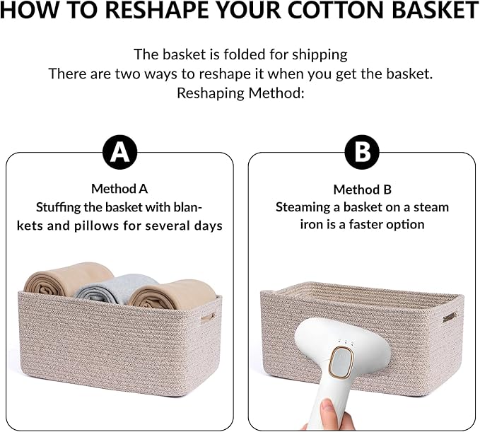 Large Storage Baskets for Organizing, Closet Shelf Baskets for Clothes Blanket - Image 7