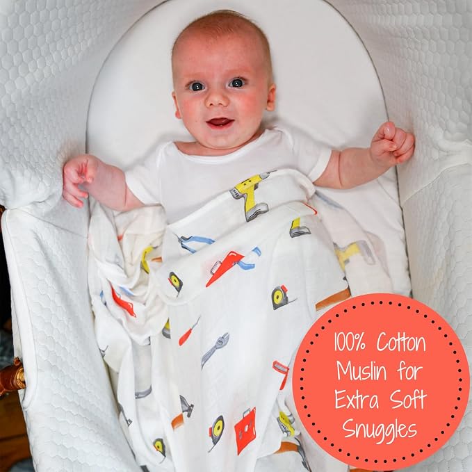 LollyBanks Muslin Swaddle Blankets, Soft Cotton Muslin Baby Blanket, 47 x 47 - Image 3