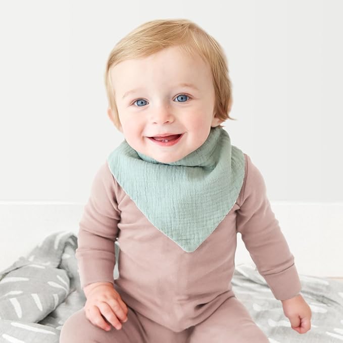 Konssy Muslin Baby Bibs 10 Pack Baby Bandana Drool Bibs 100% Cotton - Image 4