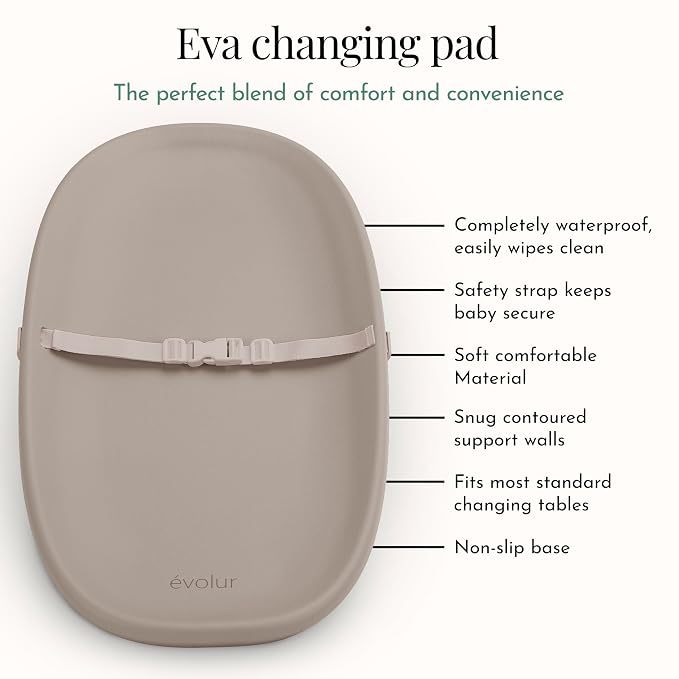 Evolur Eva Baby Changing Pad in Oat, Lightweight and Portable Changing Pad - Image 5