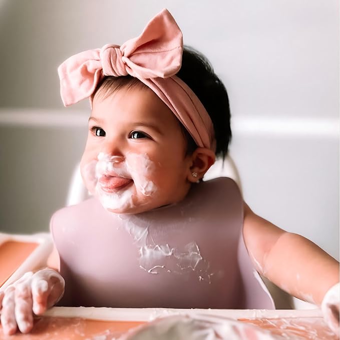 Moonkie Silicone Bibs Set Of 3, BPA Free Soft Adjustable Fit Waterproof Feeding - Image 7