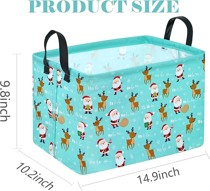 Rectangle Basket, Kids Organizer, Santa Deer Pattern Toy Storage Cube, Clothes - Image 7