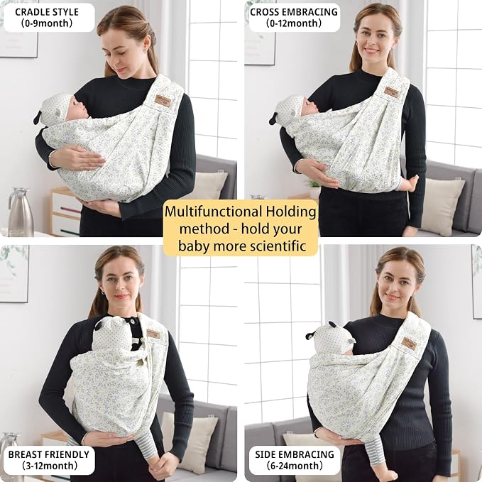 Baby Sling Carrier Newborn, Adjustable Easy Wearing Baby Nursing Warp Sling - Image 6
