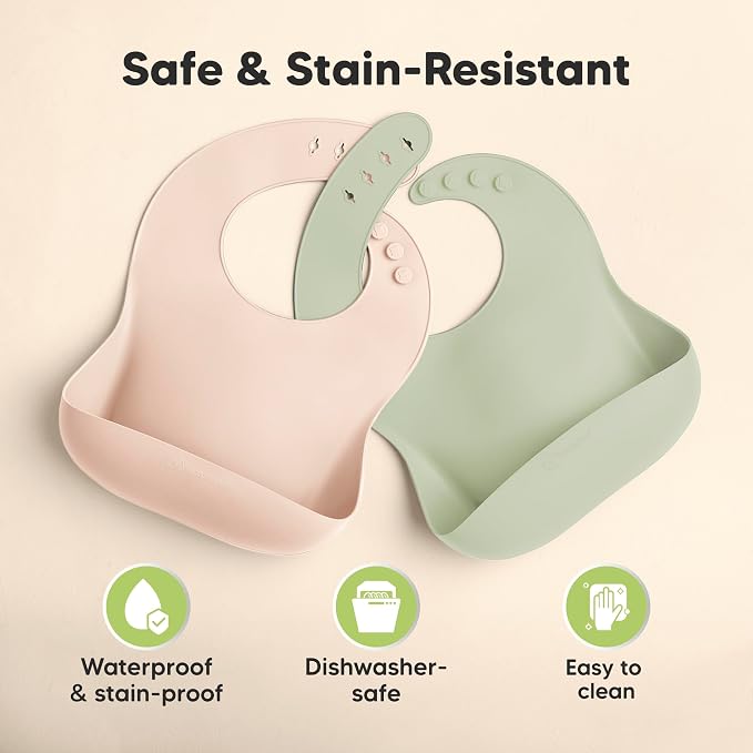 KeaBabies 2-Pack Silicone Baby Bibs - Image 6