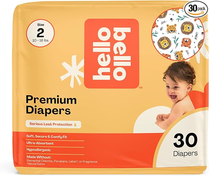 Hello Bello Diapers, Size 2 Wild Cats, Hypoallergenic by HelloBello