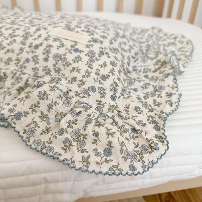 AOJIM Blue Floral Print Muslin Cotton Kids Toddler Pillowcase - Image 5