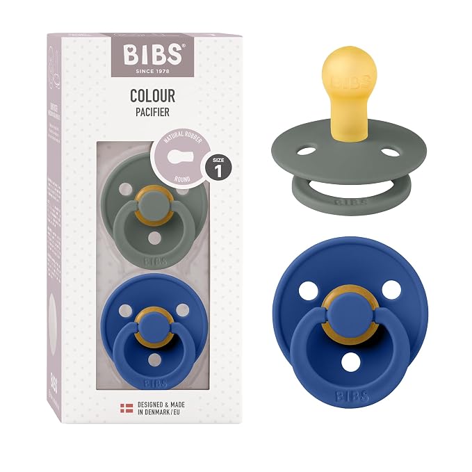 BIBS Pacifiers | Natural Rubber Baby Pacifier | Set of 2 BPA-Free Soothers | by BIBS