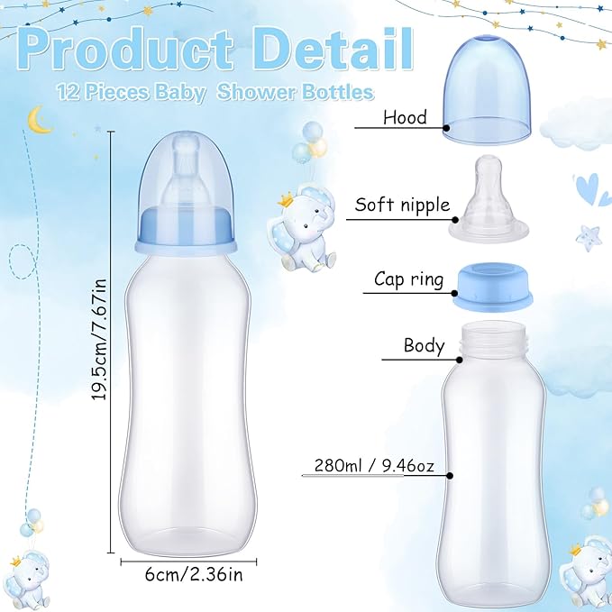 TrelaCo Cool Baby Shower Games Sets 12 Pcs Feeding Bottles - Image 3