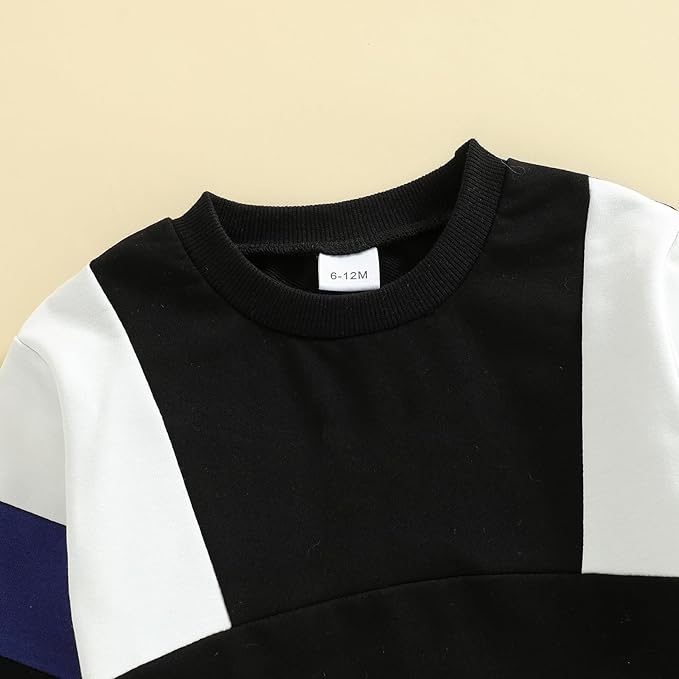 Kupretty Toddler Baby Boy Fall Winter Clothes Color Block Long Sleeve - Image 4