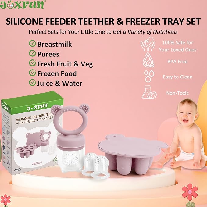 JEXFUN Silicone Breastmilk Popsicle Freezer Molds & Baby Fruit Food Feeder - Image 3