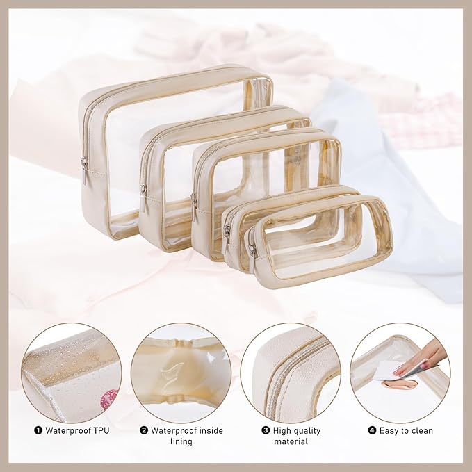 TSA Approved 5-Piece Diaper Bag Organizer Pouch Set Clear Waterproof TPU Kids - Image 4