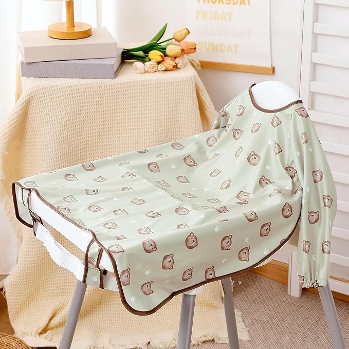 Happy Flute Long Sleeve Baby Bib-Mess Proof Baby Feeding Bibs - Image 2