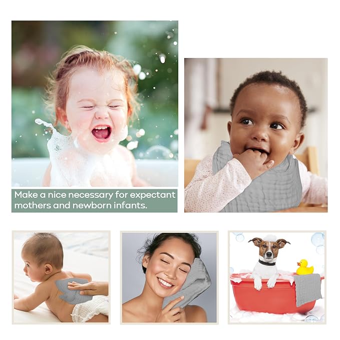 Yoofoss Muslin Baby Washcloths 100% Cotton Face Towels 10 Pack Wash Cloths - Image 7