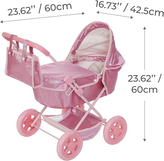 Olivia's Little World Baby Doll Bassinet Pram - Image 5