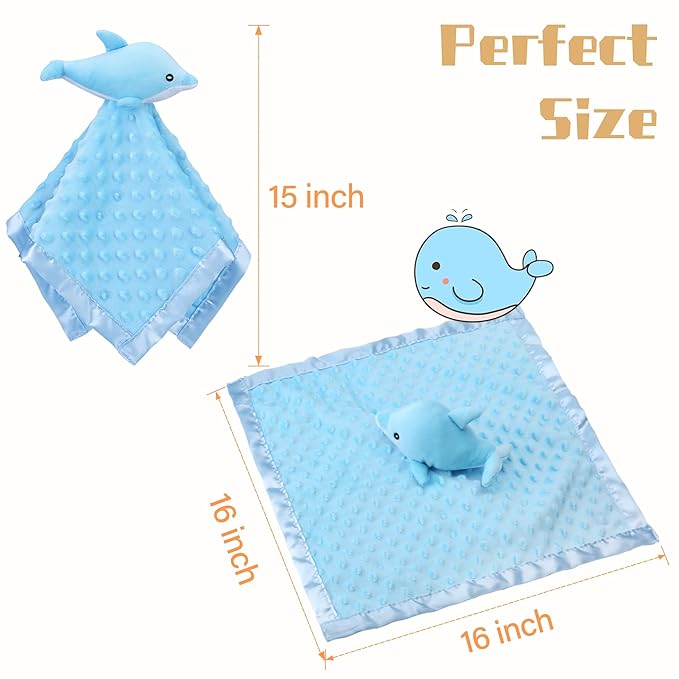 Pro Goleem Dolphin Loveys for Babies, Soft Security Blanket Baby Snuggle Toy - Image 5