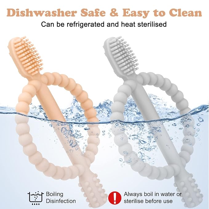 Baby Teething Toys with Easy-Hold Handle, Silicone Infant Toothbrush, Textured - Image 6