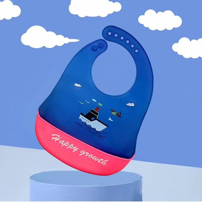 Silicone Baby Bibs Unisex, Self-Feeding, Catch-all Large Pocket, 6-48 months - Image 4