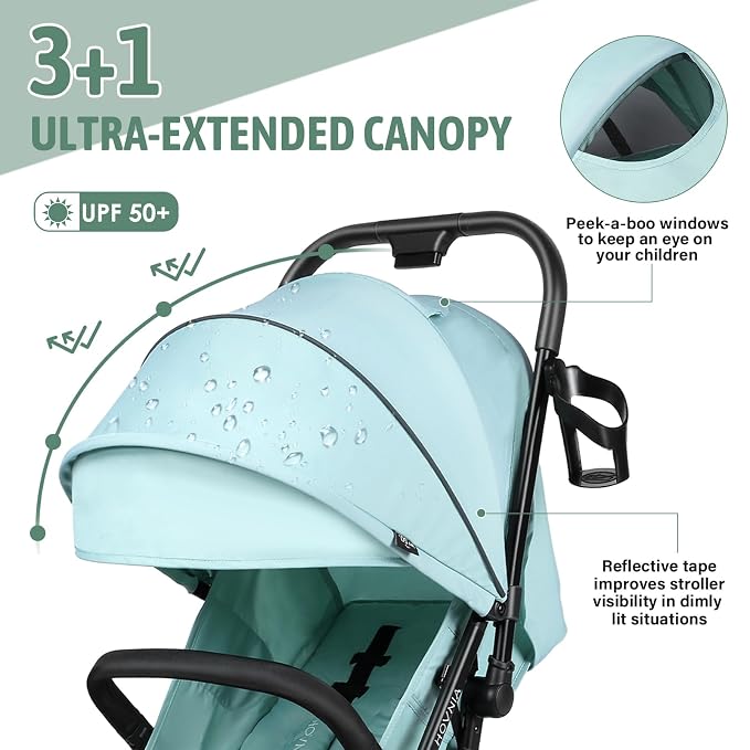 Lightweight Stroller, One-Hand Fold Compact Travel Stroller from Birth to 55 lbs - Image 2