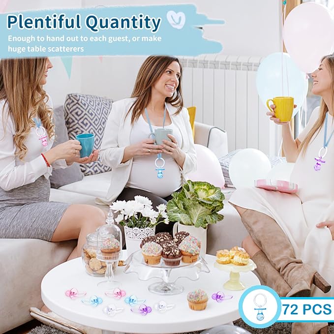 72 Pcs Baby Shower Pacifiers, 2.75’’ Plastic Pacifiers - Image 6