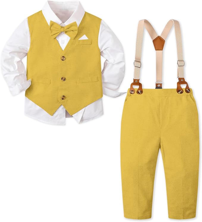 SANGTREE Boys Cotton Linen Suit Formal Set Baby Clothes Boy Gentleman Wedding by Weaimtoprovidecustomerbothgoodserviceandbestproductingoodvalue