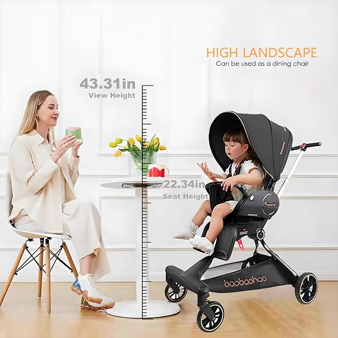 Baby Stroller Lightweight, High Landscape 360°Rotable, Adjustable Backrest - Image 7