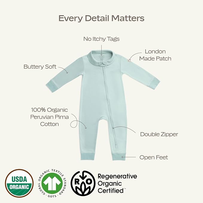 MON CHOU Organic Footless Baby Pajamas – 100% Pima Cotton, Ultra Soft, - Image 2