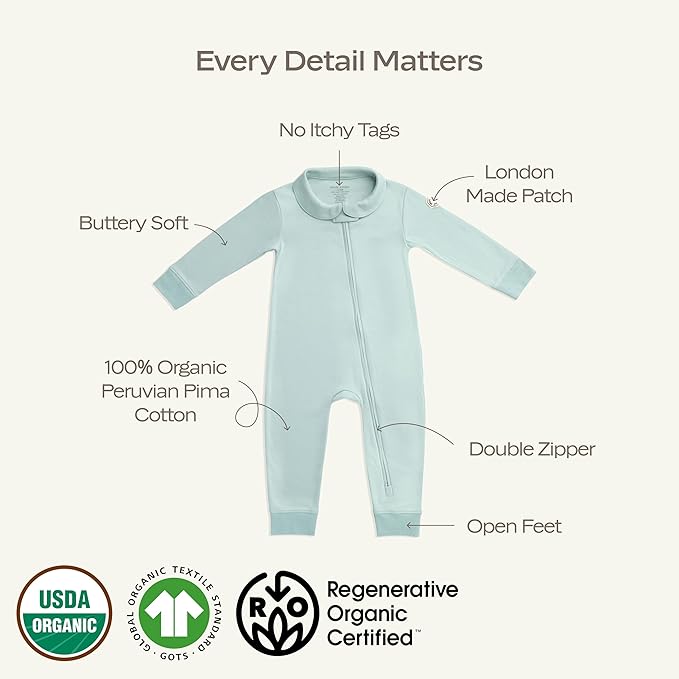 MON CHOU Organic Footless Baby Pajamas – 100% Pima Cotton, Ultra Soft, - Image 2