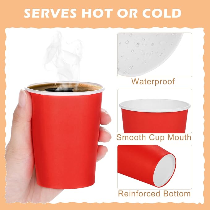 URATOT 120 Pieces 9 Ounce Disposable Paper Cups Rainbow Party Cups Drinking Cups - Image 3