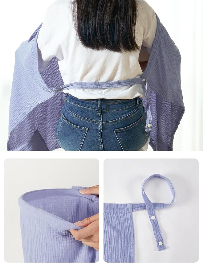 TILLYOU Muslin Nursing Cover for Baby Breastfeeding, 100% Cotton Breathable - Image 6