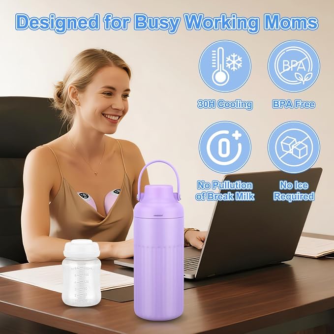 Compact Breast Milk Cooler Bottle, 12oz Portable Breastmilk Cooler - Image 5
