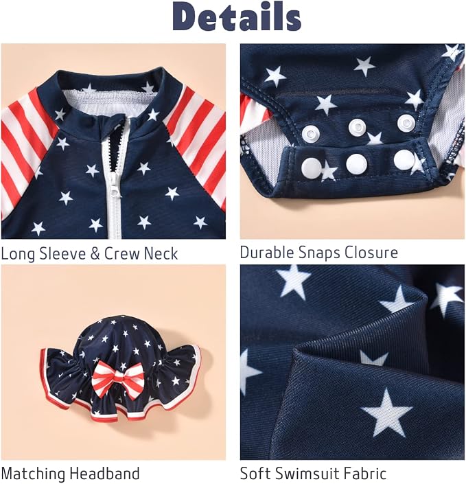 Aalizzwell Baby Girls Long Sleeve One Piece Swimsuit - Image 4