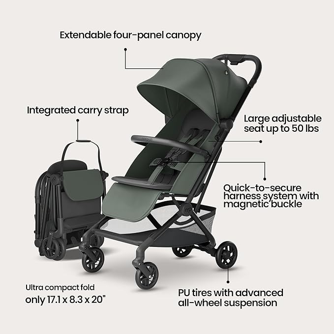 Mompush Velo Lightweight Travel Stroller, Compact & Airplane-Friendly - Image 3