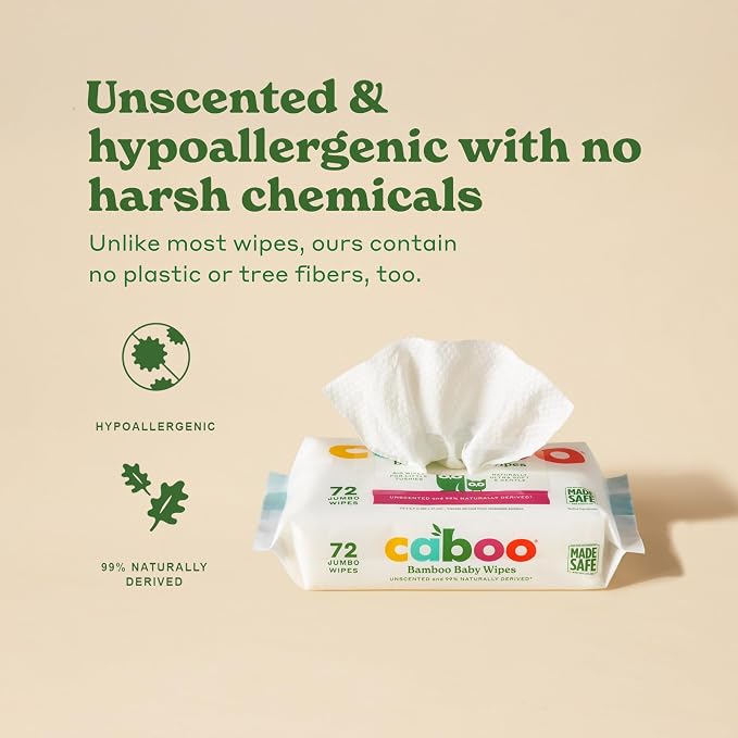 Caboo Baby Wipes, Made with Bamboo Viscose, Certified Made Safe Ingredients - Image 4